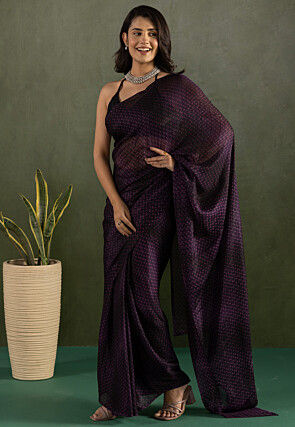 Pre-stitched Chiffon Saree in Purple