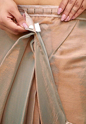 Pre-stitched Chiffon Scalloped Saree in Grey