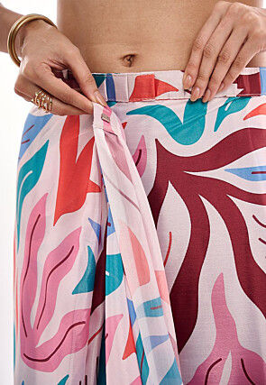 Pre-Stitched Chinon Chiffon Saree in Multicolor