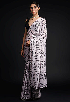 Pre-Stitched Chinon Chiffon Saree in White