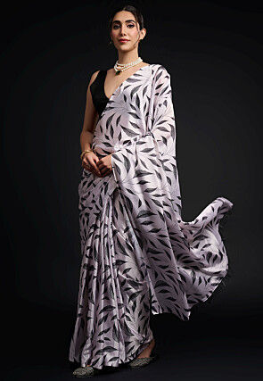 Pre-Stitched Chinon Chiffon Saree in White