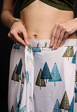 Pre-Stitched Chinon Chiffon Saree in White