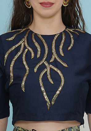 Pre-stitched Crepe Saree in Green