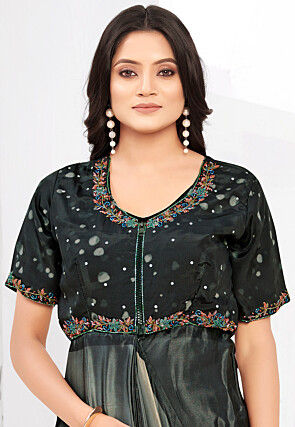 Pre-stitched Crepe Saree in Grey