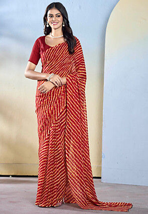 Pre-stitched Georgette Saree in Maroon