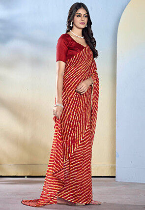 Pre-stitched Georgette Saree in Maroon