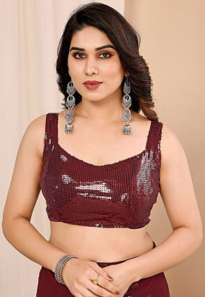 Pre-stitched Georgette Saree in Maroon