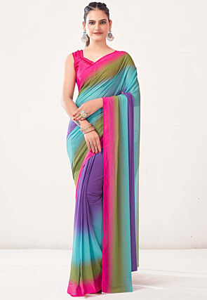 Pre-stitched Georgette Saree in Multicolor