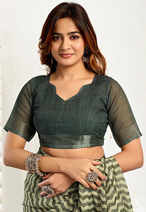 Pre-stitched Linen Saree in Beige