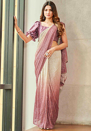 Buy Purple Georgette And Net Fish Cut Pre-stitched Saree With Blouse For  Women by Richa Jaisinghani Label Online at Aza Fashions.