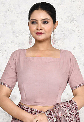 Pre-stitched Net Scalloped Saree in Purple