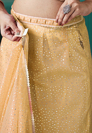 Pre-stitched Organza Saree in Beige