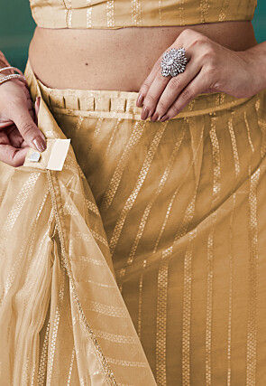 Pre-stitched Organza Saree in Beige