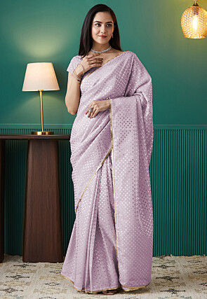 Pre-stitched Organza Saree in Light Purple