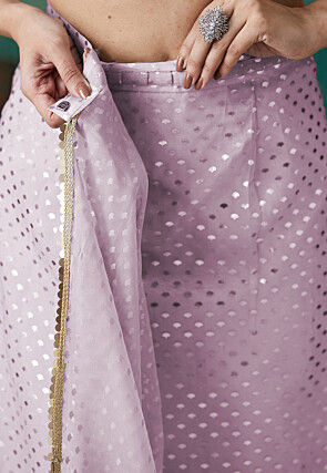Pre-stitched Organza Saree in Light Purple