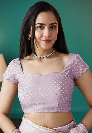 Pre-stitched Organza Saree in Light Purple