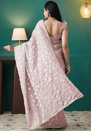 Pre-stitched Organza Saree in Light Purple