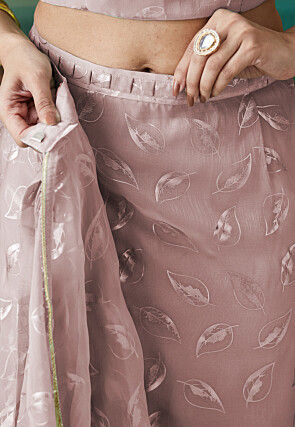 Pre-stitched Organza Saree in Light Purple