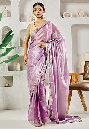 Pre-stitched Organza Saree in Light Purple