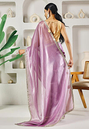 Pre-stitched Organza Saree in Light Purple