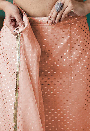 Pre-stitched Organza Saree in Peach