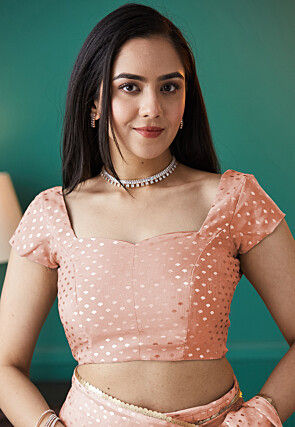 Pre-stitched Organza Saree in Peach