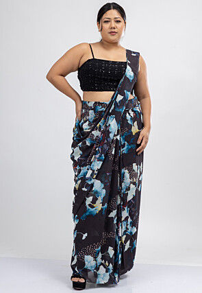Pre-stitched Pure Georgette Saree in Black