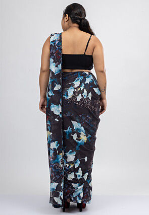 Pre-stitched Pure Georgette Saree in Black