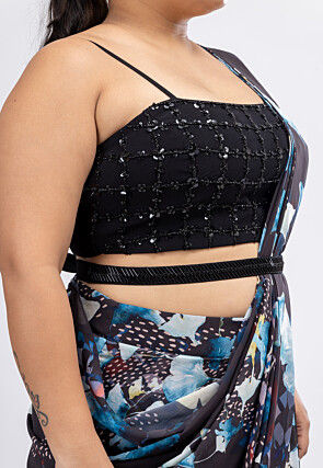 Pre-stitched Pure Georgette Saree in Black