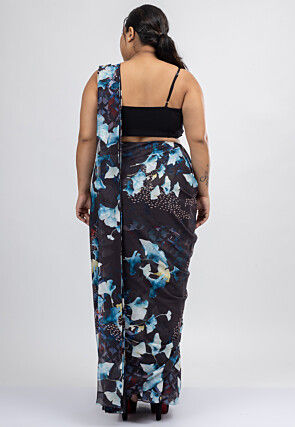 Pre-stitched Pure Georgette Saree in Black