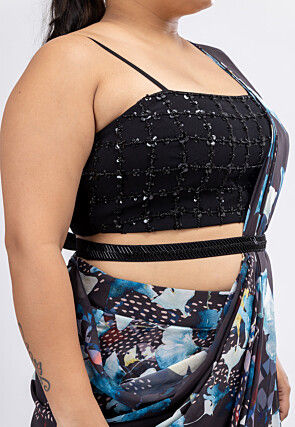 Pre-stitched Pure Georgette Saree in Black