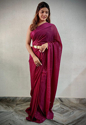 Pre-stitched Viscose Georgette Saree in Magenta