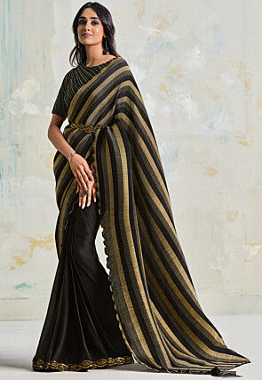 Black Woven Pure Soft Silk Saree | Taneira Online Store