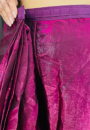 Pre-stitched Satin Saree in Purple