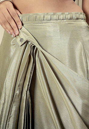 Pre-stitched Satin Saree in Shaded Dusty Green and Black