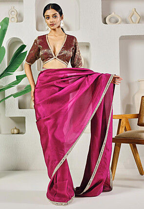 Pre-stitched Uppada Silk Saree in Purple