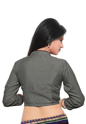 Princess Cut Art Silk Padded Blouse in Dark Grey