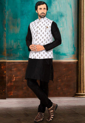 Black kurta with white jacket store