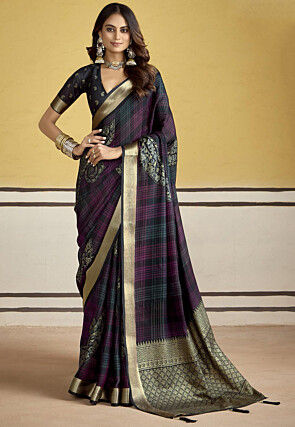 Printed Art Silk Saree in Black
