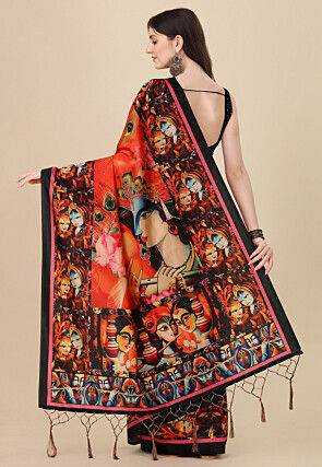 Printed Art Silk Saree in Red