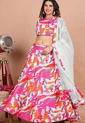 Printed Border Organza Dupatta in White