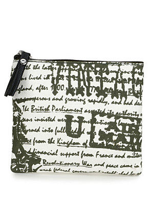 Printed Canvas Coin Pouch in White