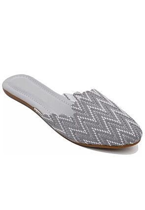 Printed Canvas Women Jutti in Grey