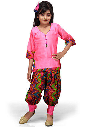 Printed Chanderi Salwar Set in Pink