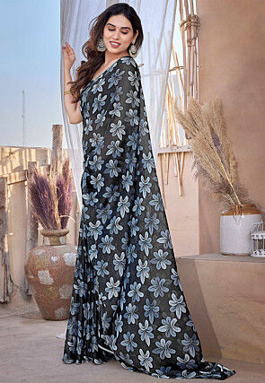 Printed Chiffon Saree in Black