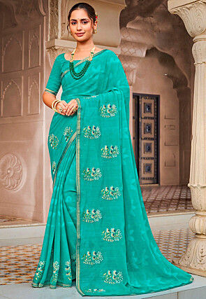Printed Chiffon Saree in Blue
