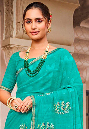 Printed Chiffon Saree in Blue