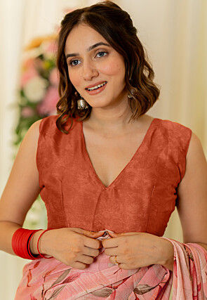 Printed Chiffon Saree in Peach