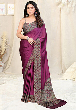 Printed Chiffon Saree in Wine