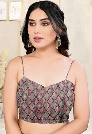 Printed Chiffon Saree in Wine